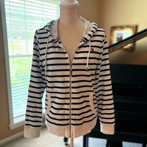 Tommy Hilfiger Striped Hoodie Zip Up || 60% Cotton Stretch